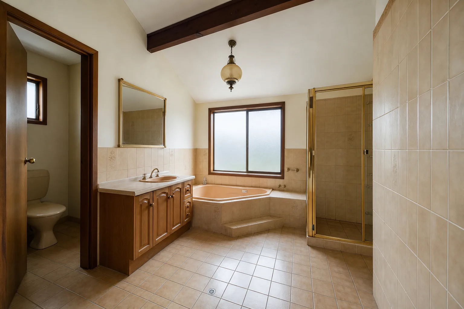 Representative 1980s suburban family bathroom concept before renovation